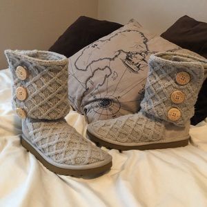 Light Tan Knitted UGG Tall/Fold Over Boots